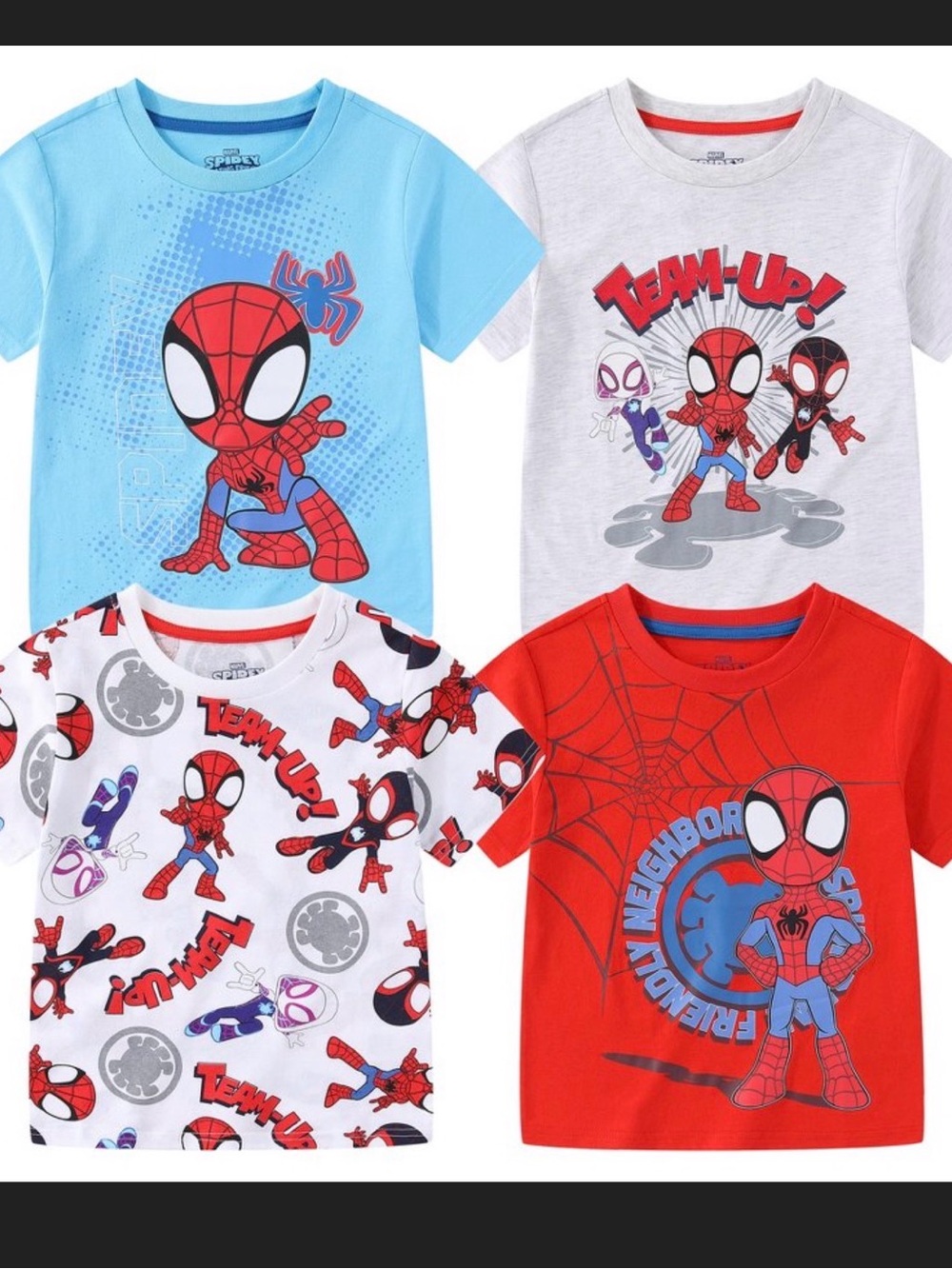 Spider-Man Kids Tee Set - Red, Light Blue, White, Gray